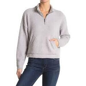 RDI Womens L Cozy Half Zip Pullover‎ Top Sweater Stretchy Light Gray Soft